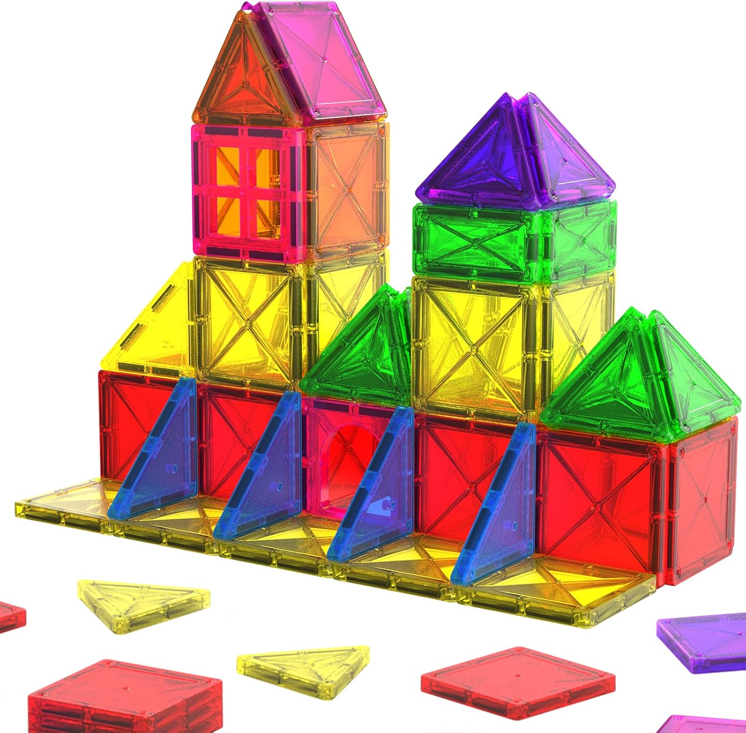 Magnetic Tiles Toddler Magnet Toys, Mini Magnetic Building Blocks for Kids Ages 3+ Travel Set, Educational Toy for Boys Girls Sensory Play Preschool Learning Classroom Must Haves